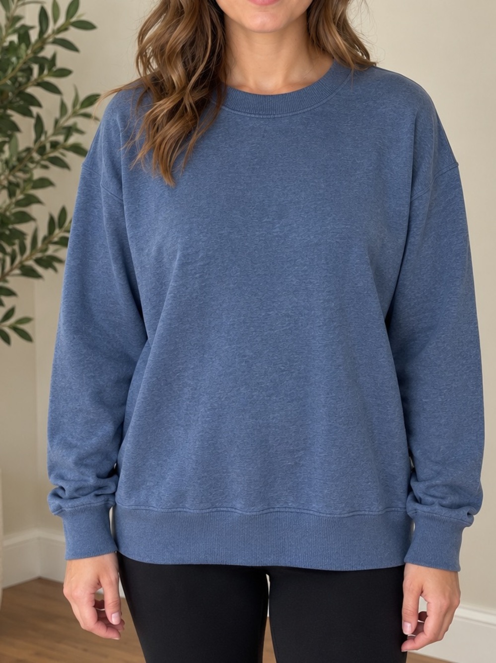 Kirkland Signature Heathered Slate Blue Crewneck Sweatshirt